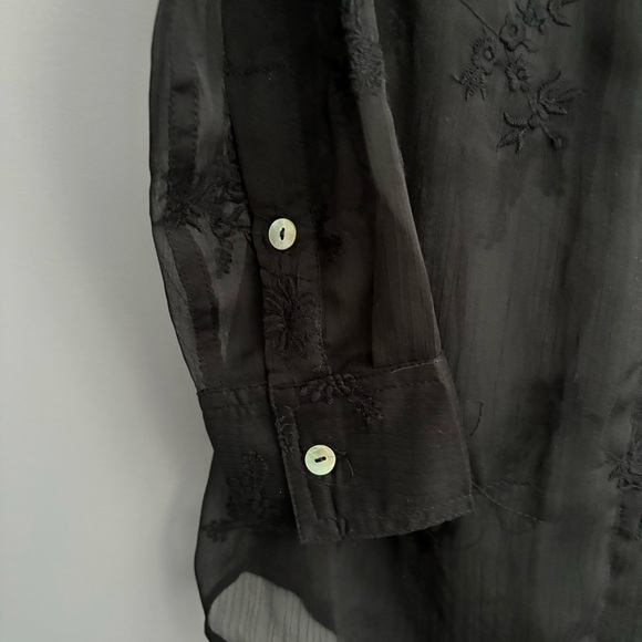 Soft Surroundings Size XS Black Cotton Button Down Long Sleeve - Picture 7 of 11